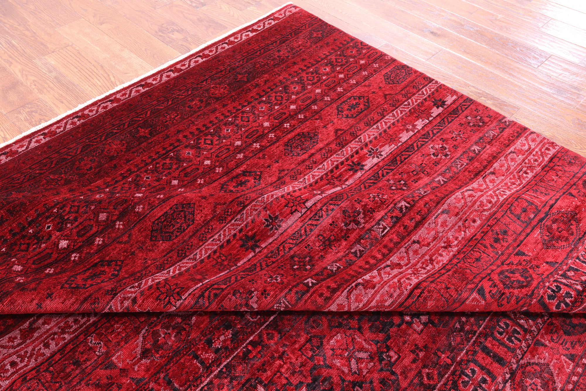 Red Khorjin Persian Gabbeh Hand Knotted Wool Rug - 8' 10" X 11' 5" - Golden Nile