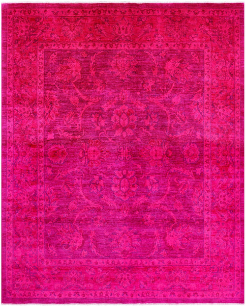 Pink Persian Tabriz Hand Knotted Wool Rug - 8' 0" X 9' 10" - Golden Nile