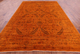 Orange Persian Tabriz Handmade Wool Rug - 8' 9" X 11' 11" - Golden Nile