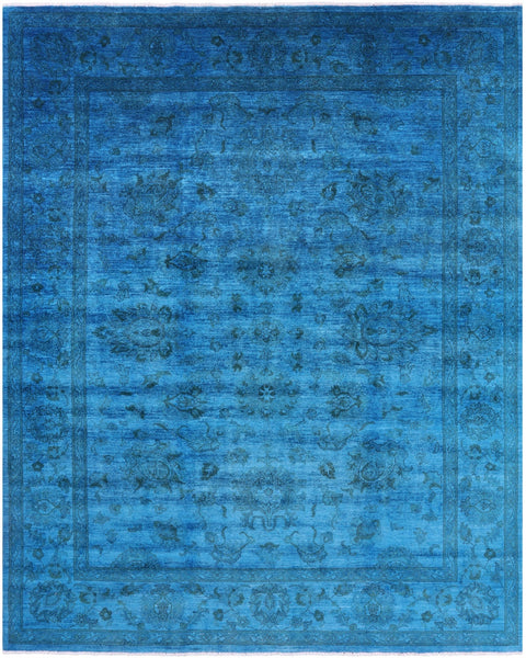 Blue Persian Tabriz Hand Knotted Wool Rug - 8' 2" X 10' 0" - Golden Nile