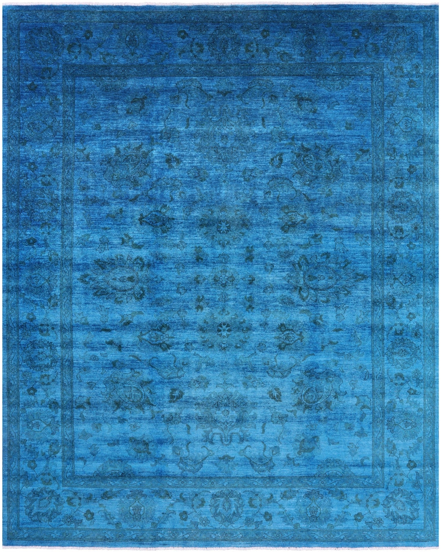Blue Persian Tabriz Hand Knotted Wool Rug - 8' 2" X 10' 0" - Golden Nile