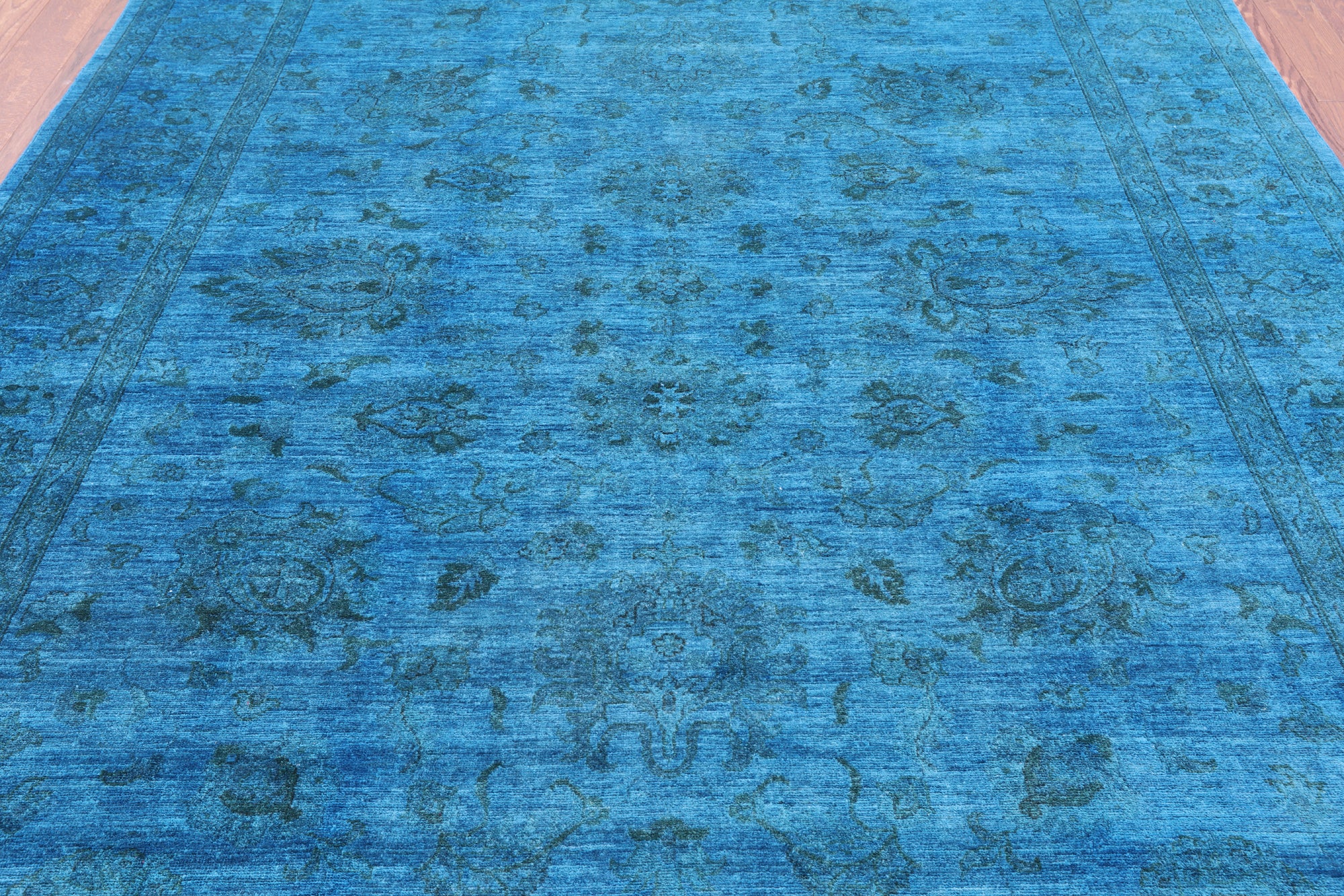 Blue Persian Tabriz Hand Knotted Wool Rug - 8' 2" X 10' 0" - Golden Nile