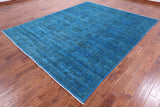 Blue Persian Tabriz Hand Knotted Wool Rug - 8' 2" X 10' 0" - Golden Nile