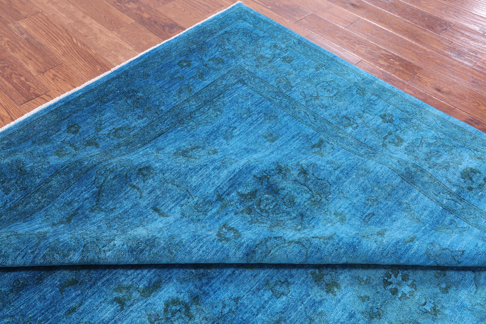 Blue Persian Tabriz Hand Knotted Wool Rug - 8' 2" X 10' 0" - Golden Nile
