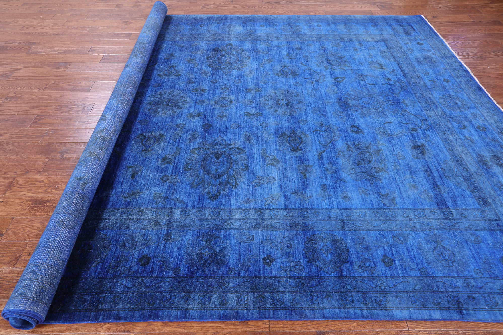 Blue Persian Tabriz Hand Knotted Wool Rug - 9' 1" X 11' 9" - Golden Nile