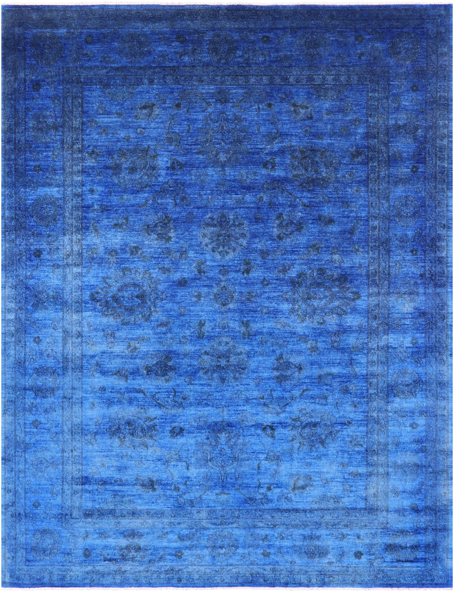 Blue Persian Tabriz Hand Knotted Wool Rug - 9' 1" X 11' 9" - Golden Nile