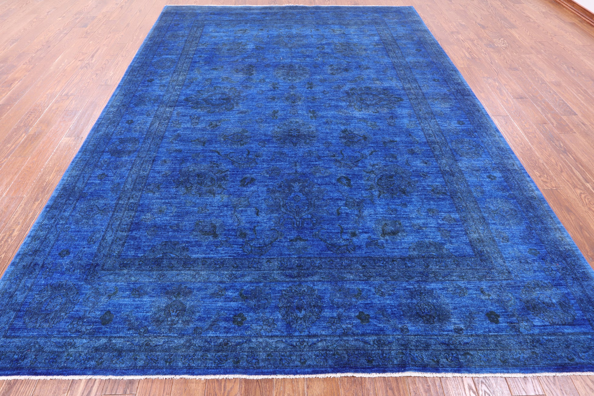 Blue Persian Tabriz Hand Knotted Wool Rug - 9' 1" X 11' 9" - Golden Nile