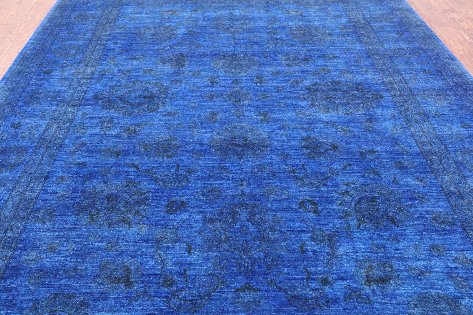 Blue Persian Tabriz Hand Knotted Wool Rug - 9' 1" X 11' 9" - Golden Nile