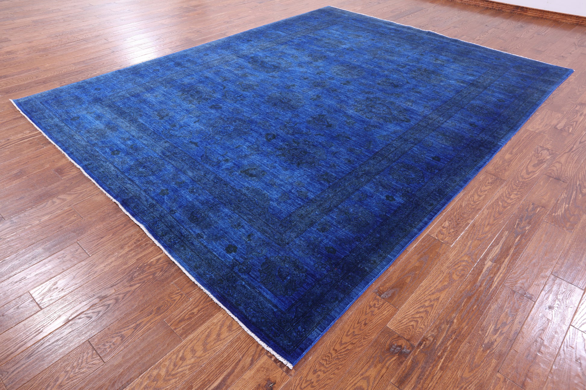 Blue Persian Tabriz Hand Knotted Wool Rug - 9' 1" X 11' 9" - Golden Nile