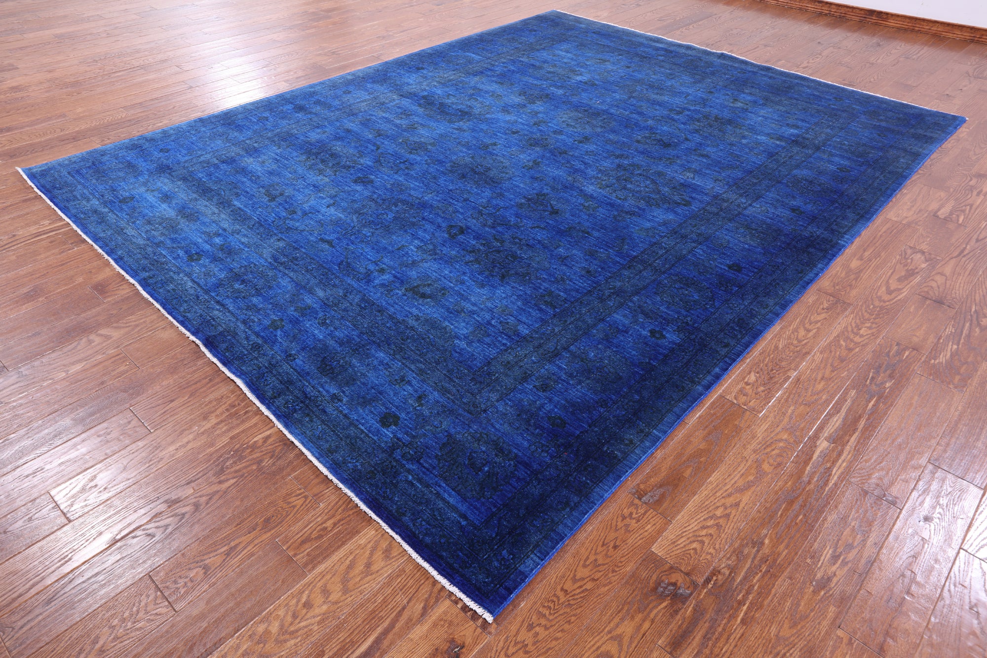 Blue Persian Tabriz Hand Knotted Wool Rug - 9' 1" X 11' 9" - Golden Nile