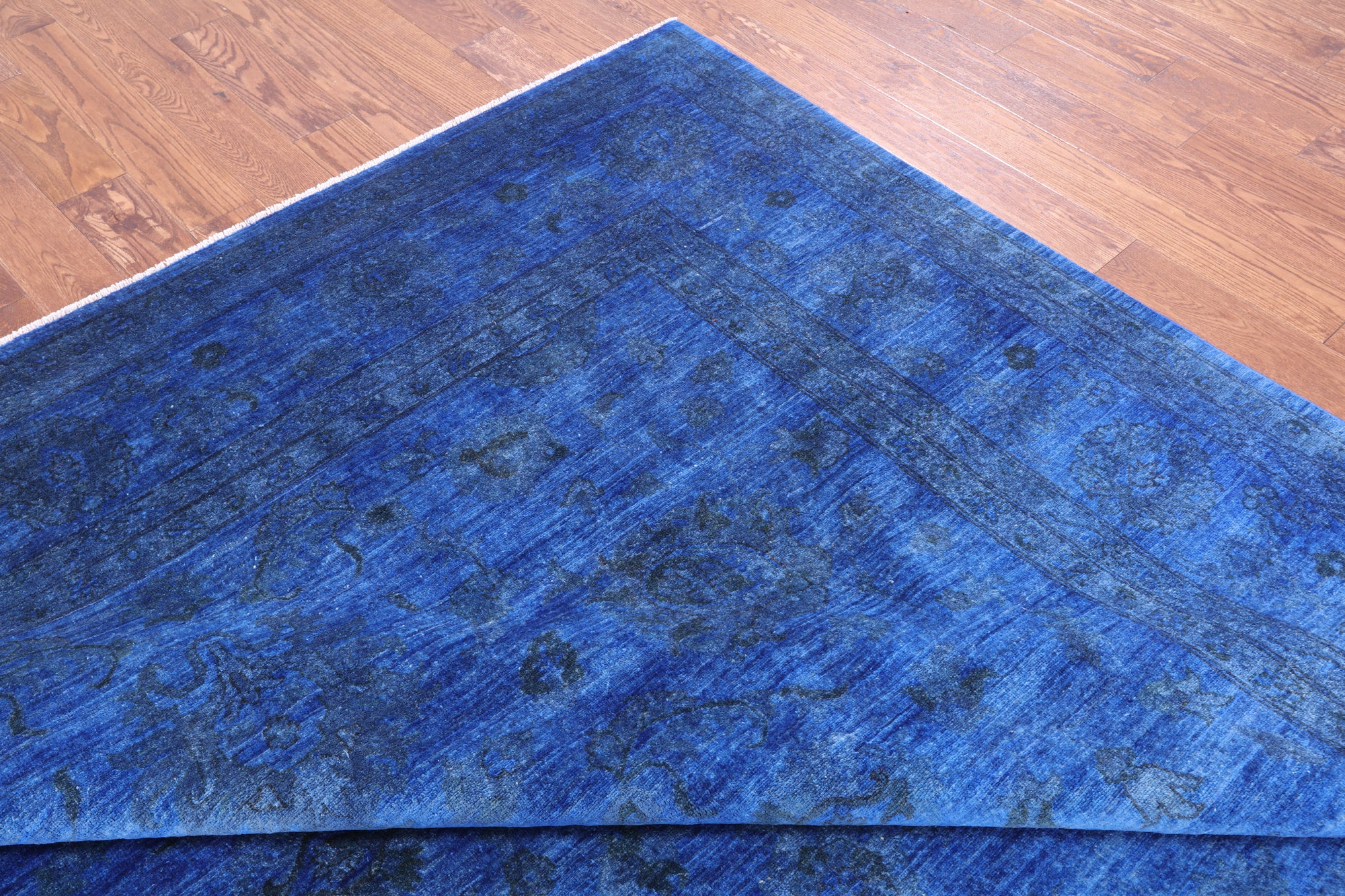 Blue Persian Tabriz Hand Knotted Wool Rug - 9' 1" X 11' 9" - Golden Nile