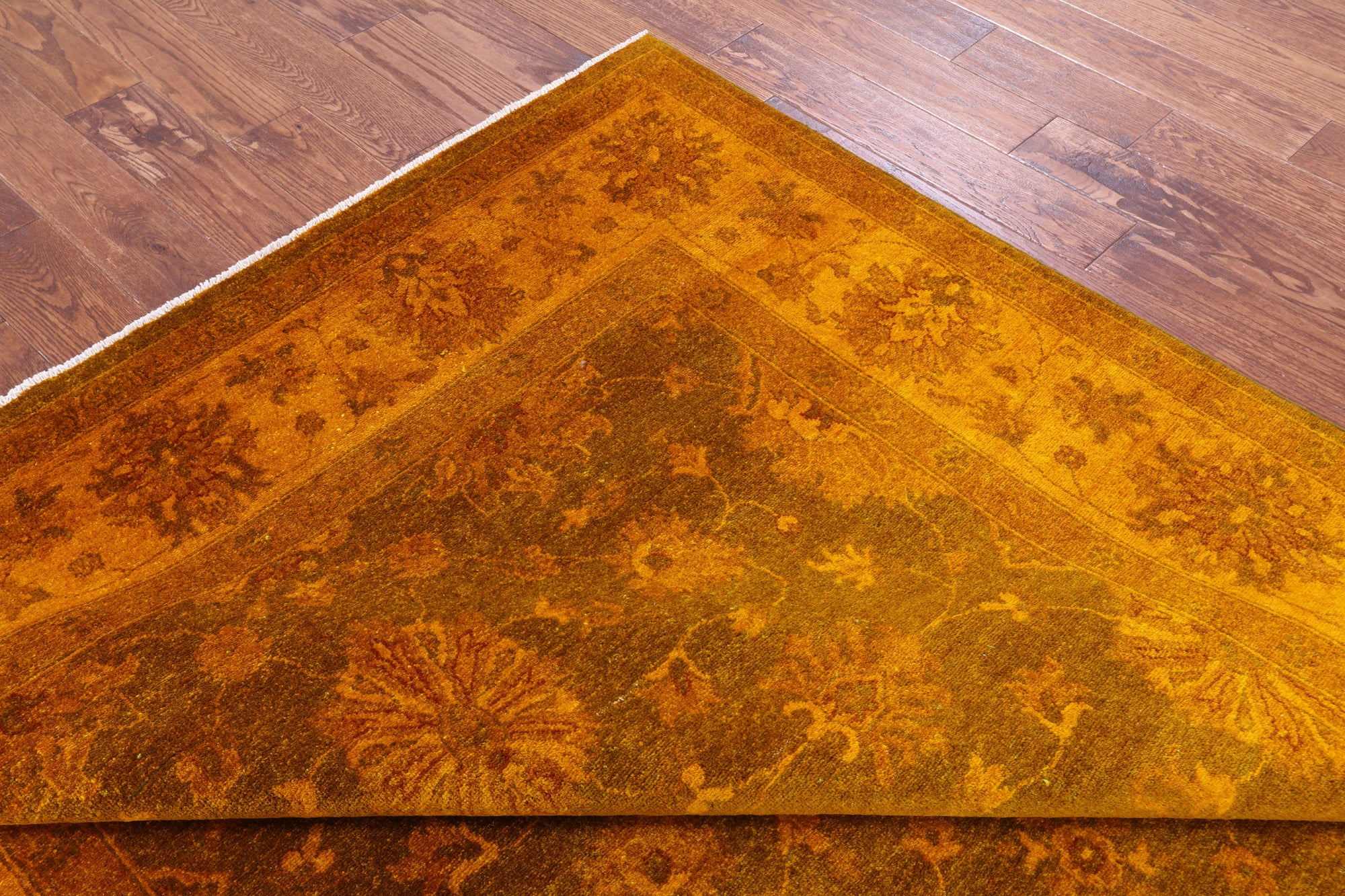 Orange Persian Tabriz Hand Knotted Wool Rug - 6' 6" X 10' 0" - Golden Nile