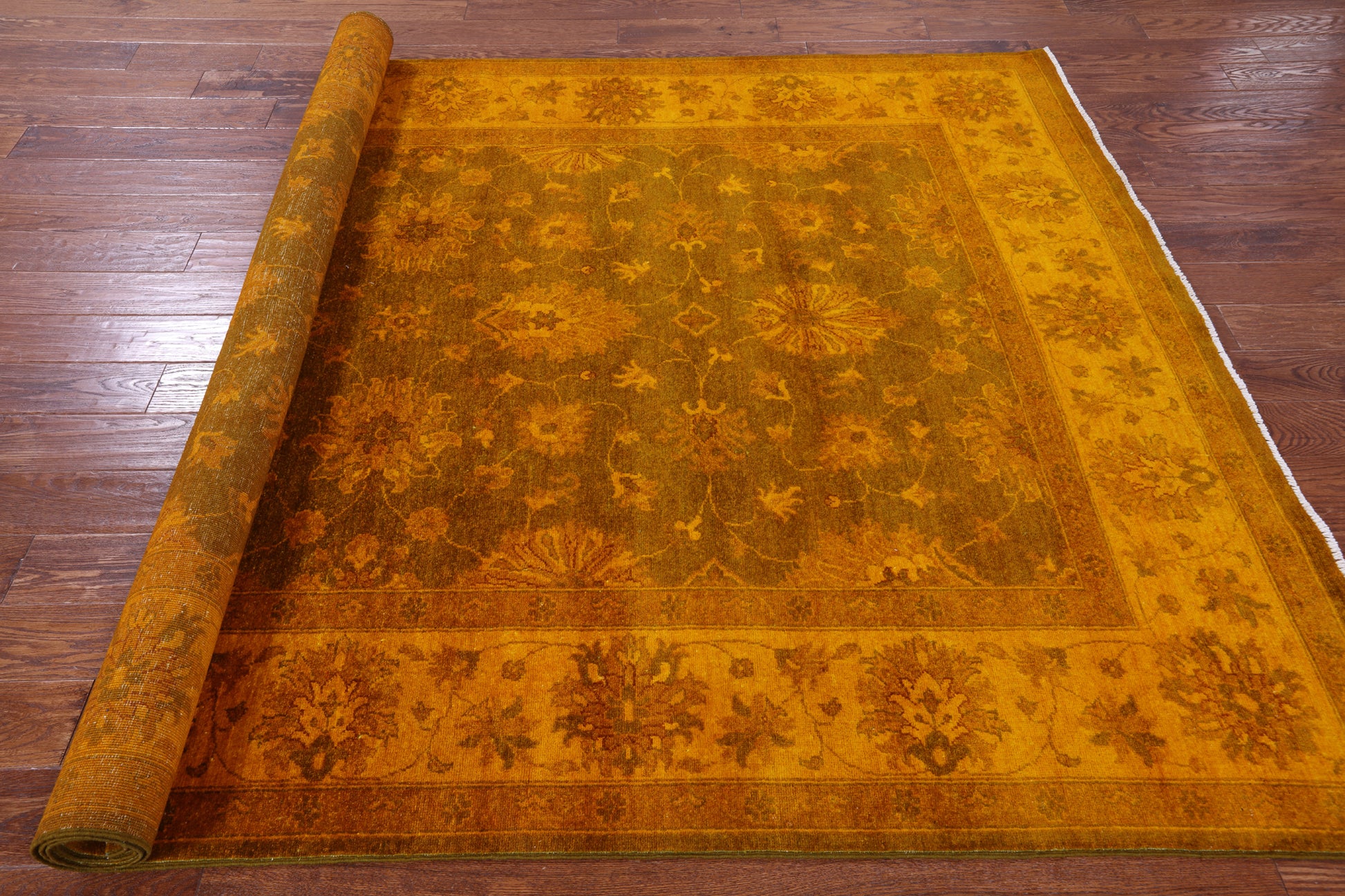 Orange Persian Tabriz Hand Knotted Wool Rug - 6' 6" X 10' 0" - Golden Nile