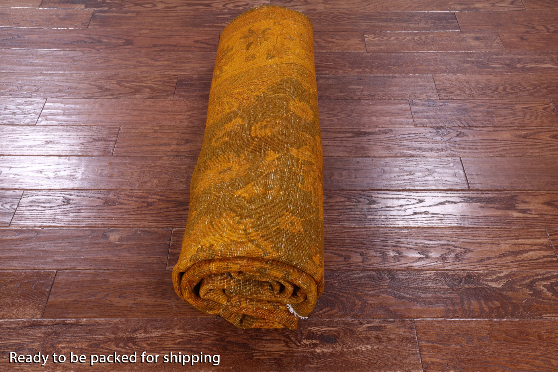 Orange Persian Tabriz Hand Knotted Wool Rug - 6' 6" X 10' 0" - Golden Nile