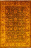 Orange Persian Tabriz Hand Knotted Wool Rug - 6' 6" X 10' 0" - Golden Nile