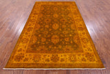 Orange Persian Tabriz Hand Knotted Wool Rug - 6' 6" X 10' 0" - Golden Nile