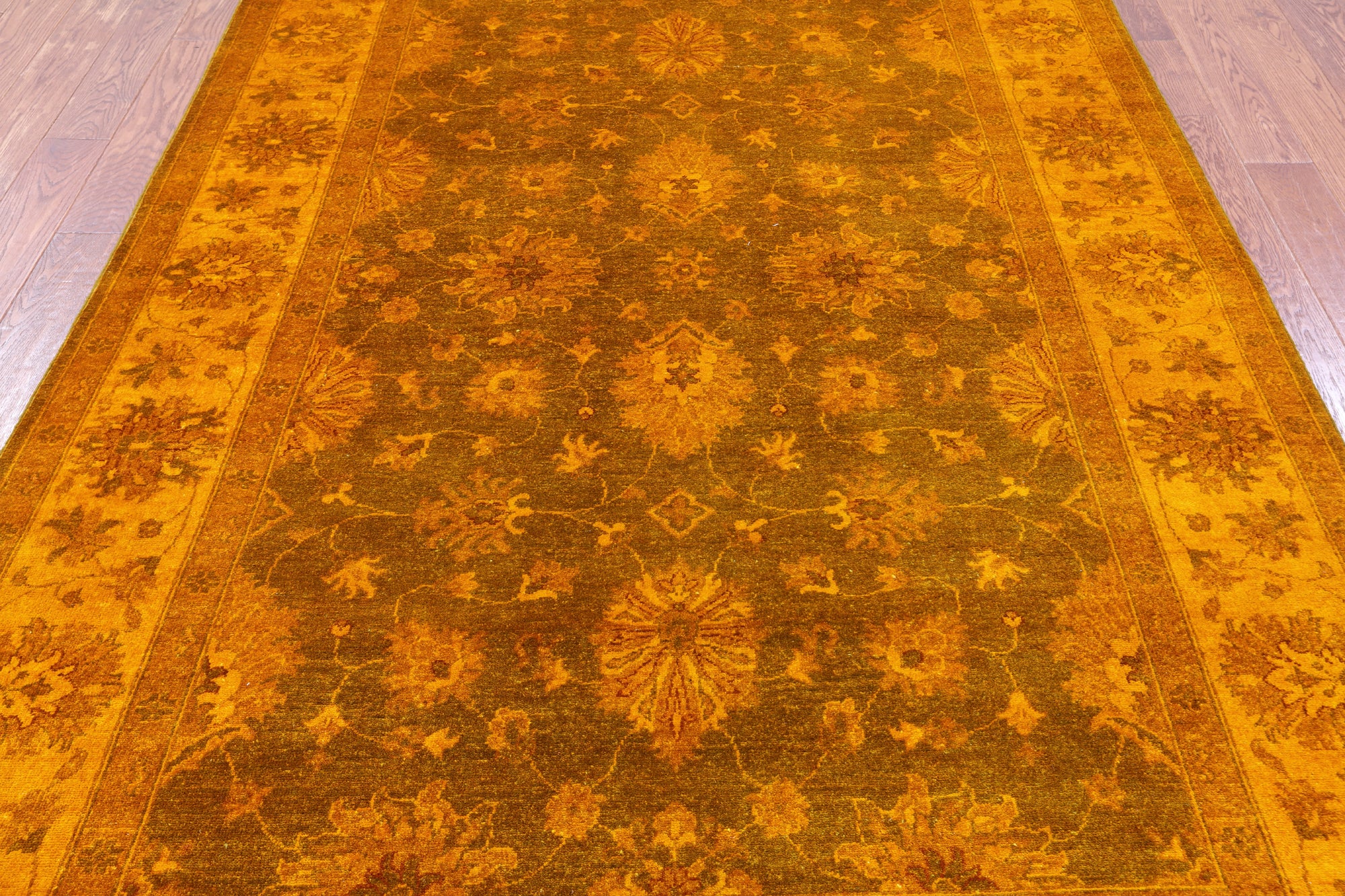 Orange Persian Tabriz Hand Knotted Wool Rug - 6' 6" X 10' 0" - Golden Nile
