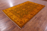 Orange Persian Tabriz Hand Knotted Wool Rug - 6' 6" X 10' 0" - Golden Nile