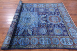 Blue Mamluk Hand Knotted Wool Rug - 6' 5" X 9' 8" - Golden Nile