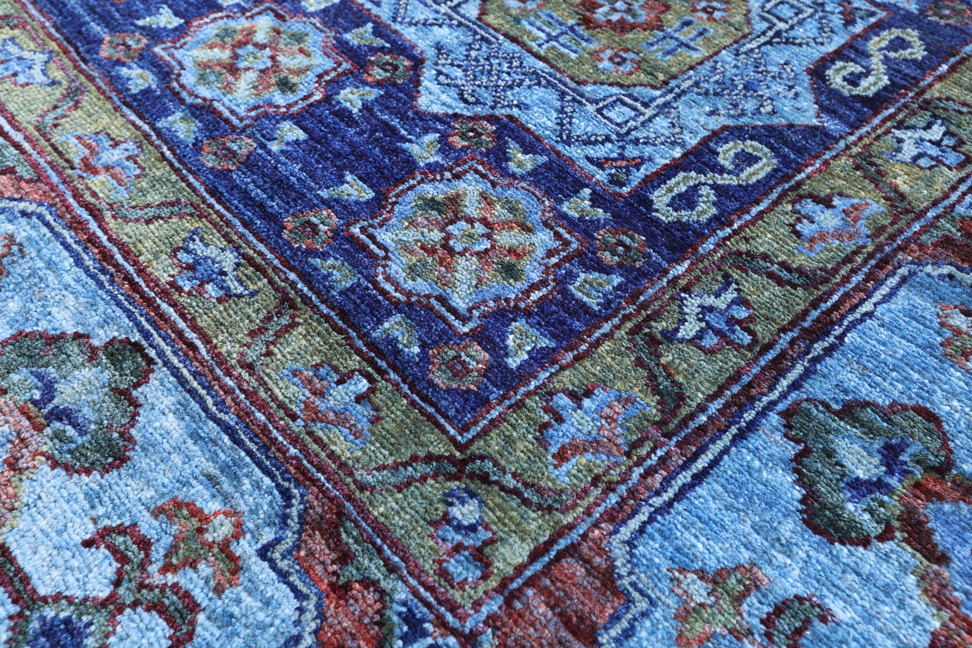 Blue Mamluk Hand Knotted Wool Rug - 6' 5" X 9' 8" - Golden Nile