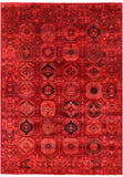 Red Turkmen Ersari Hand Knotted Wool Rug - 5' 9" X 7' 10" - Golden Nile