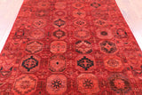 Red Turkmen Ersari Hand Knotted Wool Rug - 5' 9" X 7' 10" - Golden Nile