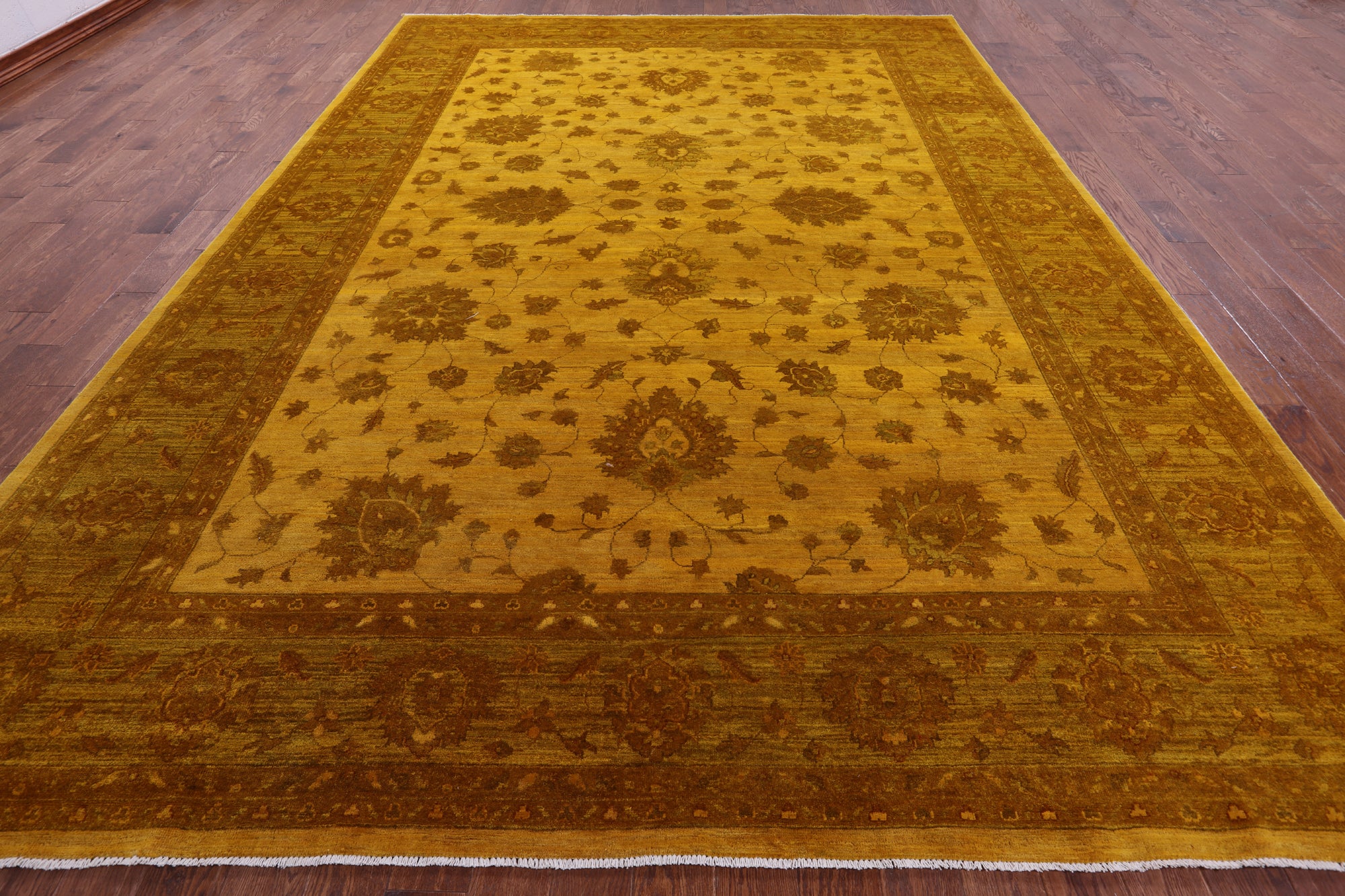 Gold Persian Tabriz Hand Knotted Wool Rug - 9' 10" X 13' 9" - Golden Nile