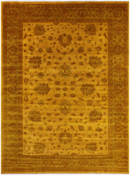 Gold Persian Tabriz Hand Knotted Wool Rug - 9' 10" X 13' 9" - Golden Nile