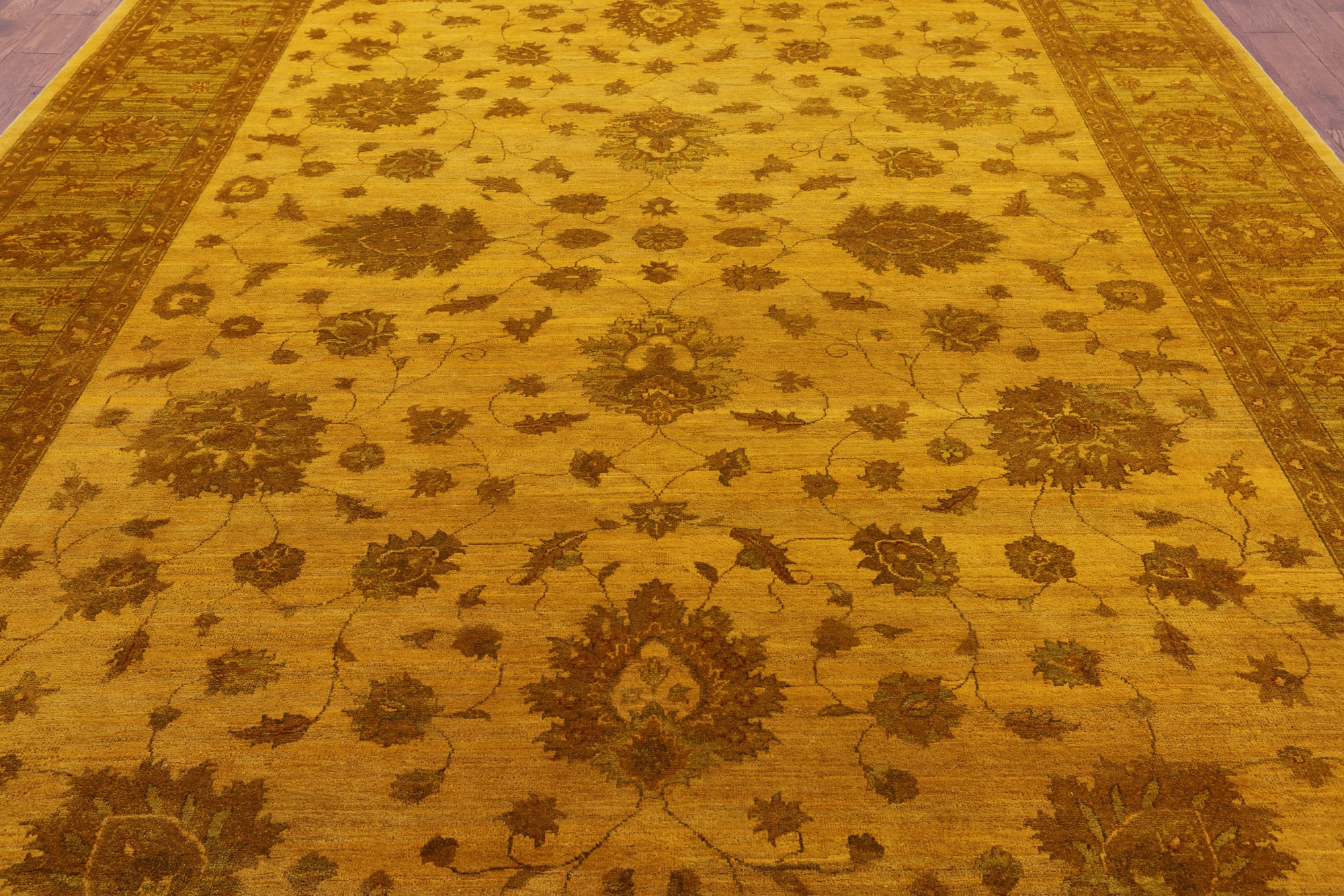 Gold Persian Tabriz Hand Knotted Wool Rug - 9' 10" X 13' 9" - Golden Nile