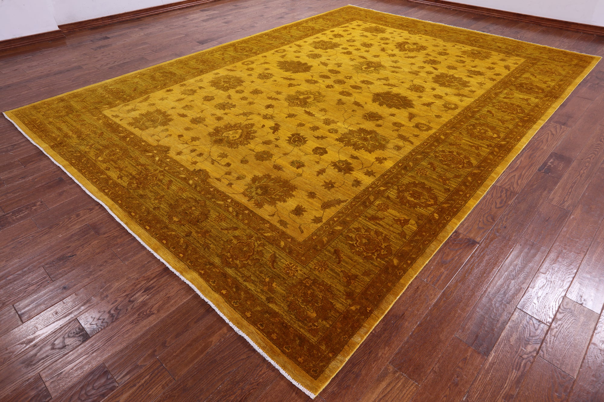 Gold Persian Tabriz Hand Knotted Wool Rug - 9' 10" X 13' 9" - Golden Nile