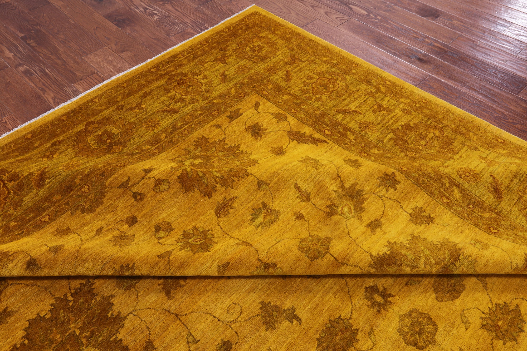 Gold Persian Tabriz Hand Knotted Wool Rug - 9' 10" X 13' 9" - Golden Nile