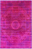 Pink Geometric Persian Mamluk Hand Knotted Wool Rug - 6' 8" X 10' 1" - Golden Nile