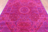 Pink Geometric Persian Mamluk Hand Knotted Wool Rug - 6' 8" X 10' 1" - Golden Nile