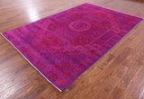 Pink Geometric Persian Mamluk Hand Knotted Wool Rug - 6' 8" X 10' 1" - Golden Nile