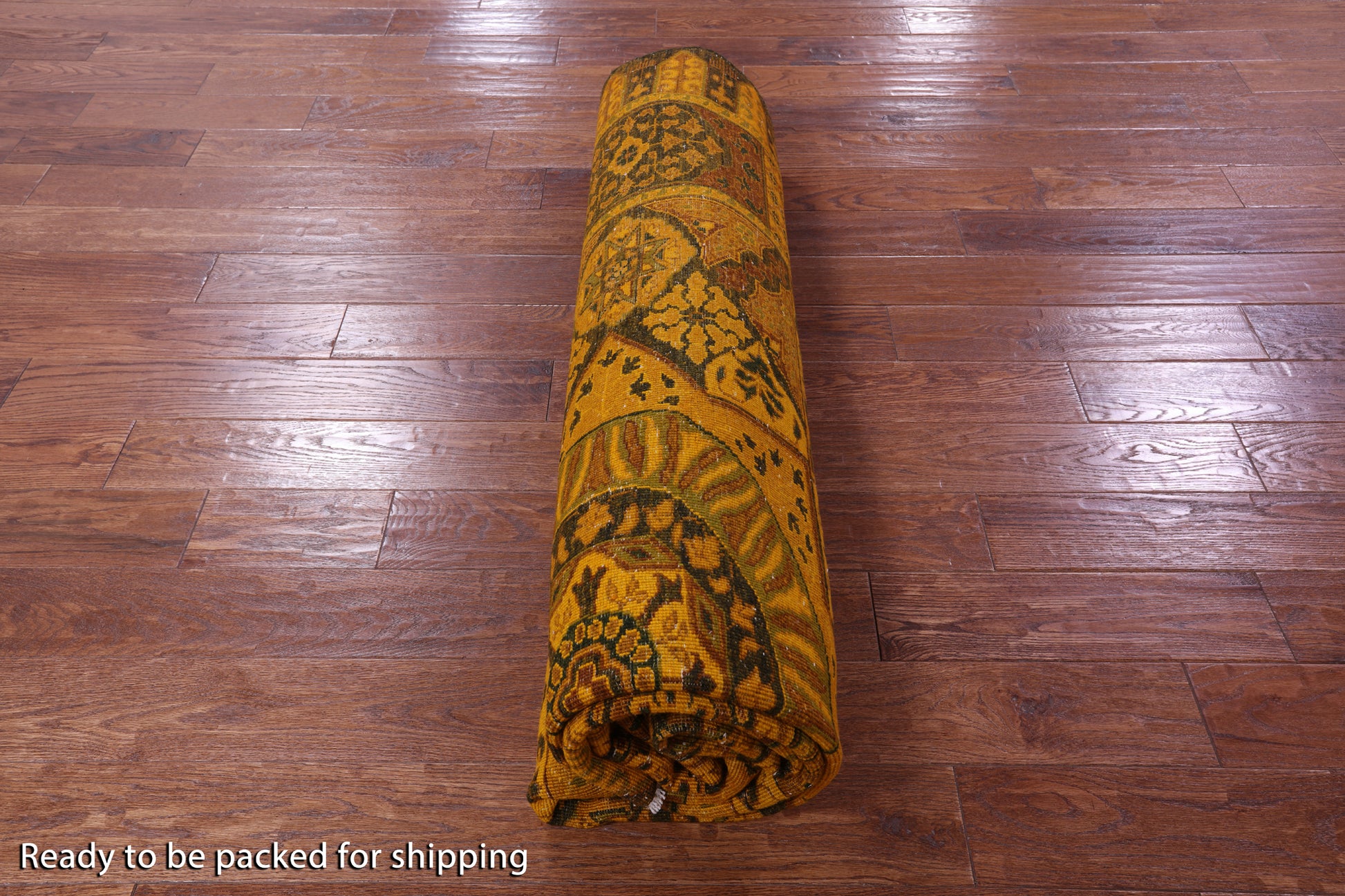 Gold Geometric Persian Mamluk Hand Knotted Wool Rug - 8' 2" X 9' 9" - Golden Nile