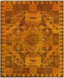 Gold Geometric Persian Mamluk Hand Knotted Wool Rug - 8' 2" X 9' 9" - Golden Nile