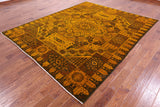 Gold Geometric Persian Mamluk Hand Knotted Wool Rug - 8' 2" X 9' 9" - Golden Nile
