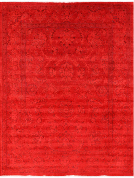 Red Persian Tabriz Hand Knotted Wool Rug - 8' 1" X 10' 3" - Golden Nile