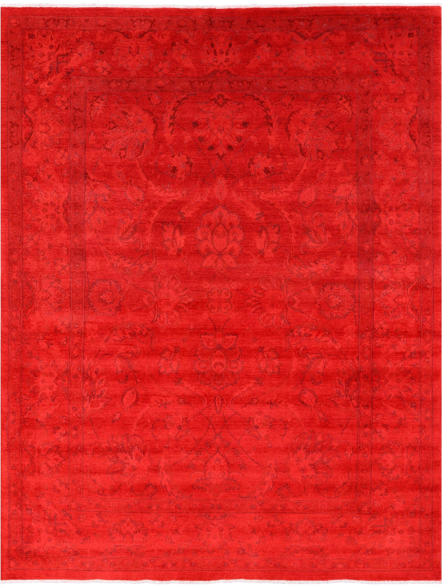 Red Persian Tabriz Hand Knotted Wool Rug - 8' 1" X 10' 3" - Golden Nile