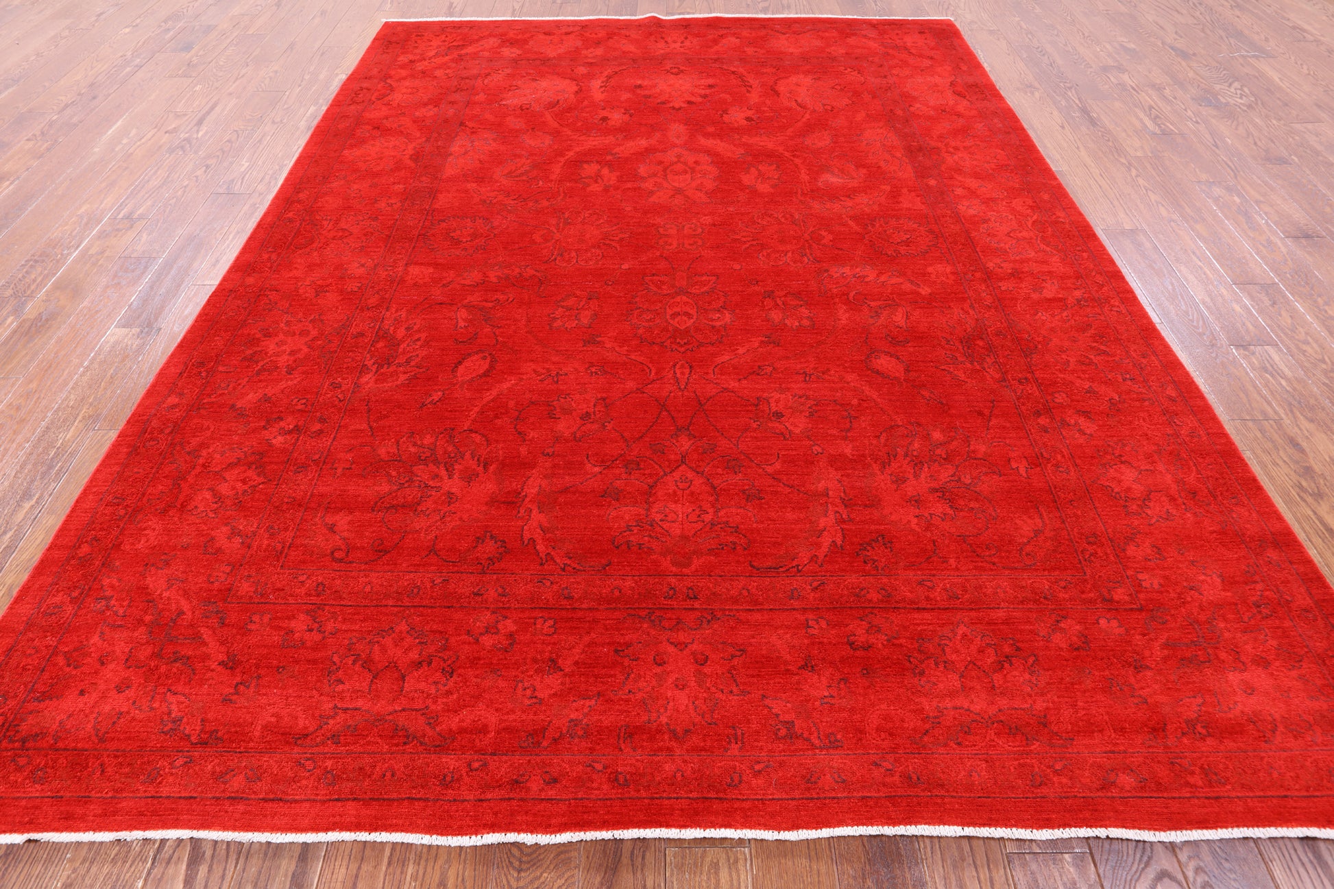 Red Persian Tabriz Hand Knotted Wool Rug - 8' 1" X 10' 3" - Golden Nile