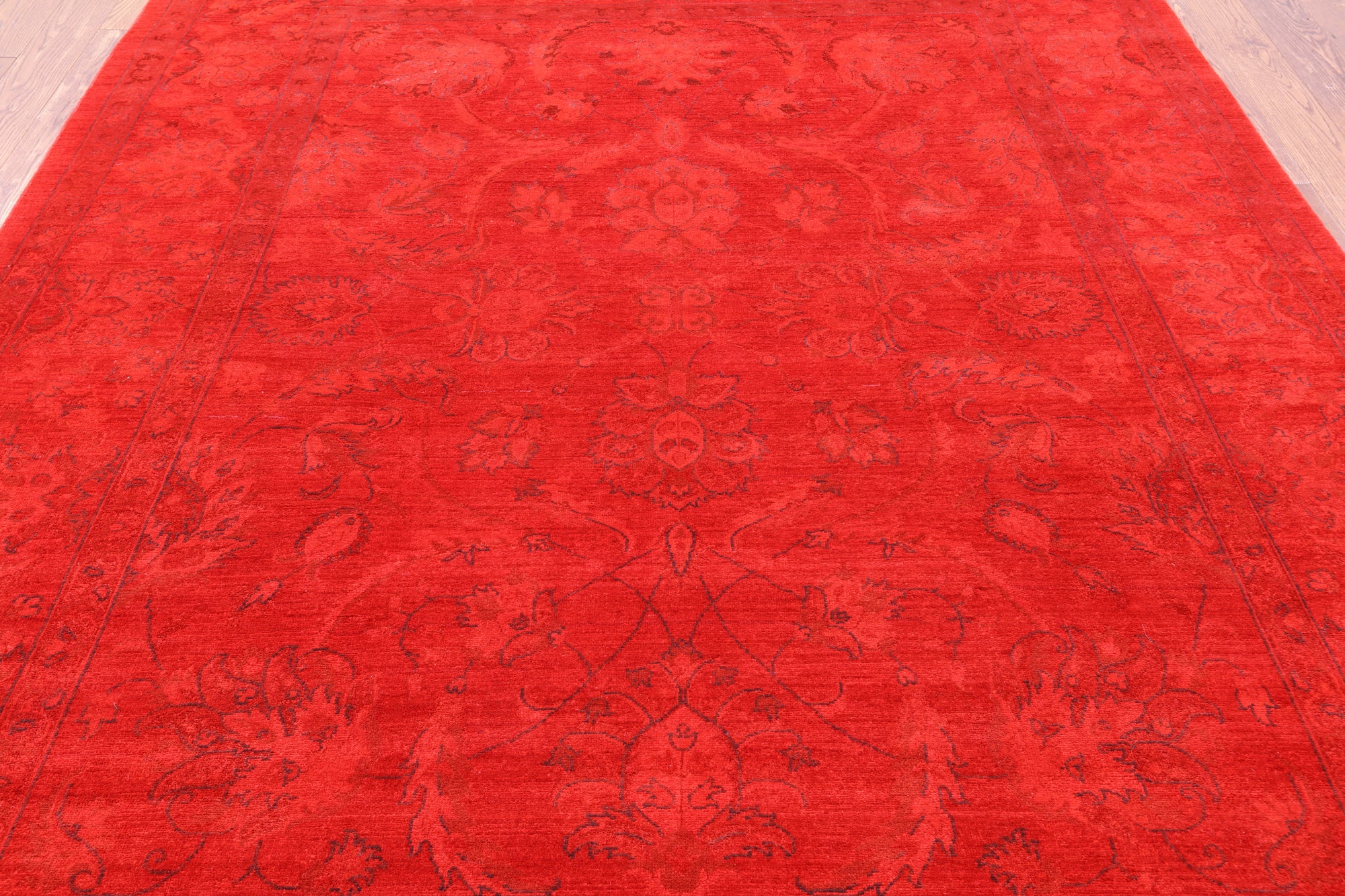 Red Persian Tabriz Hand Knotted Wool Rug - 8' 1" X 10' 3" - Golden Nile