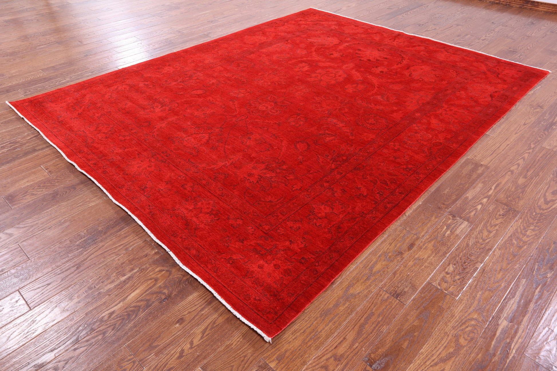 Red Persian Tabriz Hand Knotted Wool Rug - 8' 1" X 10' 3" - Golden Nile