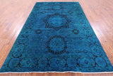 Blue Geometric Persian Mamluk Handmade Wool Rug - 6' 7" X 10' 1" - Golden Nile