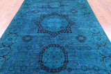 Blue Geometric Persian Mamluk Handmade Wool Rug - 6' 7" X 10' 1" - Golden Nile