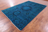 Blue Geometric Persian Mamluk Handmade Wool Rug - 6' 7" X 10' 1" - Golden Nile