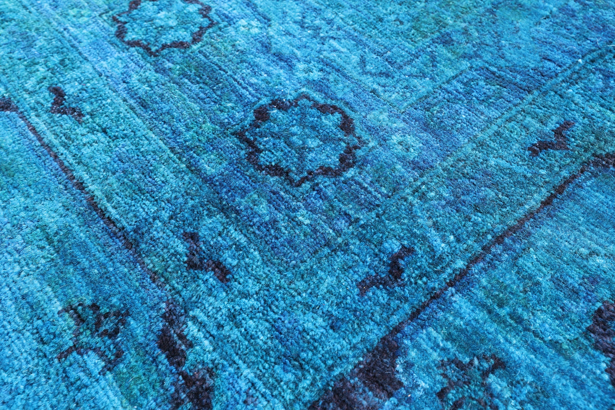 Blue Geometric Persian Mamluk Handmade Wool Rug - 6' 7" X 10' 1" - Golden Nile