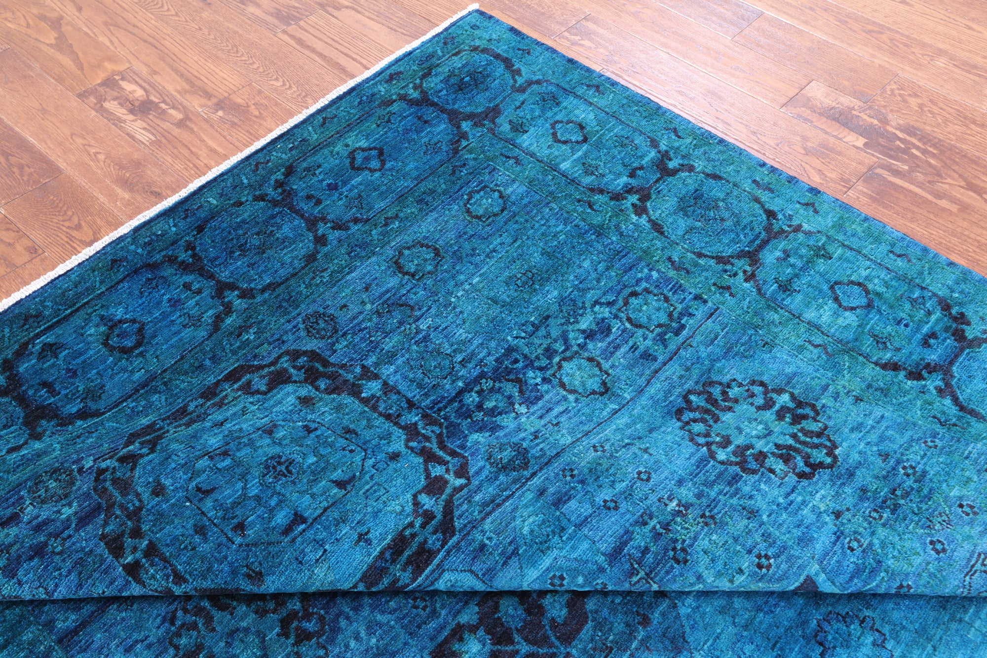 Blue Geometric Persian Mamluk Handmade Wool Rug - 6' 7" X 10' 1" - Golden Nile