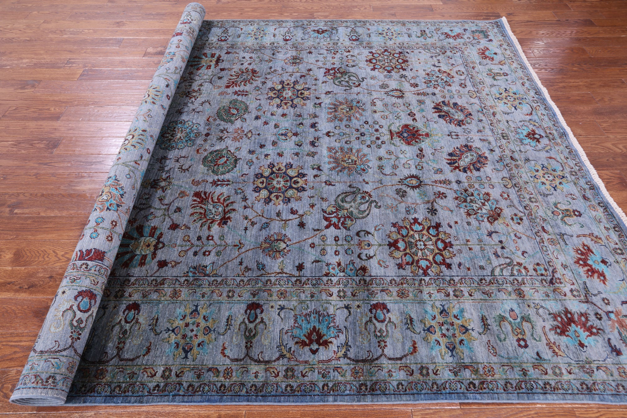 Blue Persian Tabriz Hand Knotted Wool Rug - 8' 1" X 10' 7" - Golden Nile