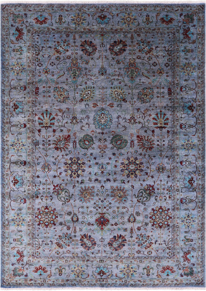 Blue Persian Tabriz Hand Knotted Wool Rug - 8' 1" X 10' 7" - Golden Nile