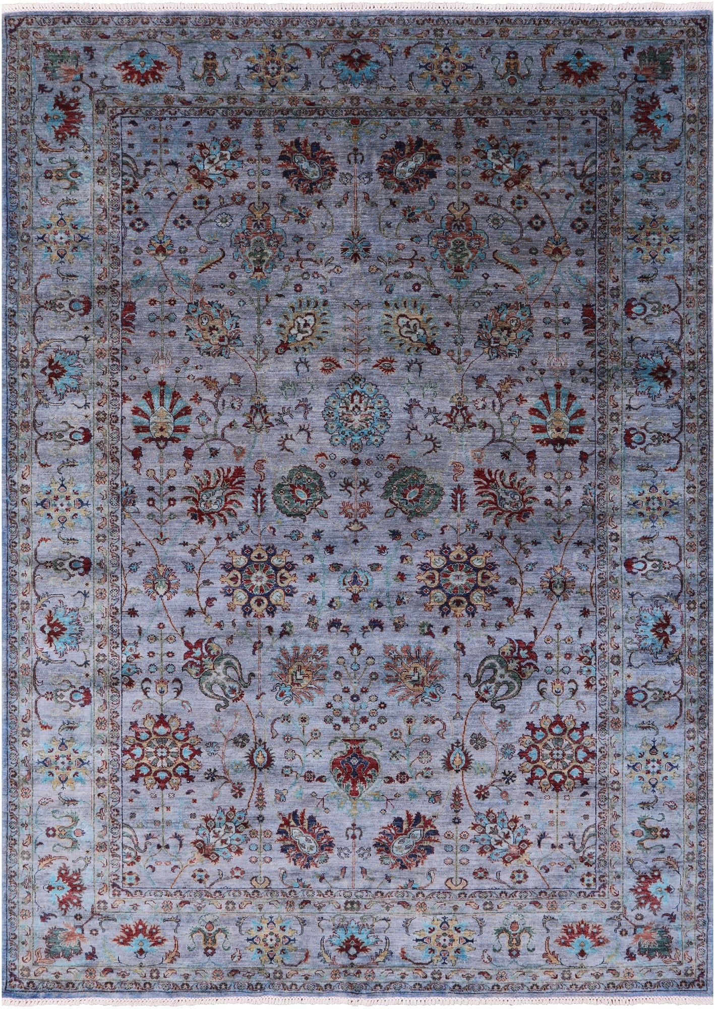 Blue Persian Tabriz Hand Knotted Wool Rug - 8' 1" X 10' 7" - Golden Nile